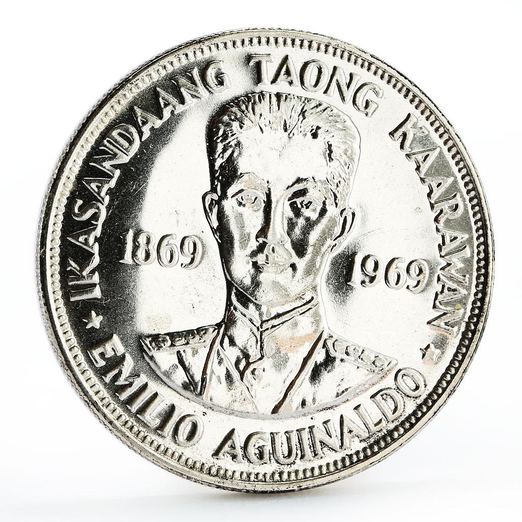 Philippines 1 piso Emilio Aguinaldo silver coin 1969