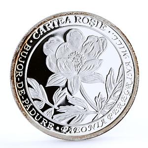 Moldova 50 lei Paeonia Peregrina Flower Flora proof silver coin 2014