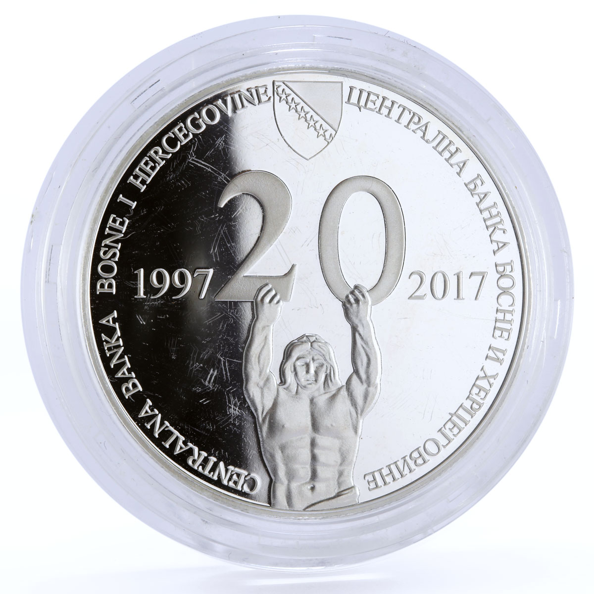 Bosnia and Herzegovina 20 convertible marks 20 Years of Bank silver coin 2017