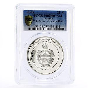 Lesotho 25 maloti 25 Years of Central Bank Economics PR69 PCGS silver coin 2005
