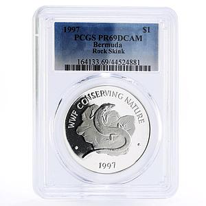 Bermuda 1 dollar Endangered Fauna Rock Skink Lizzard PR69 PCGS silver coin 1997