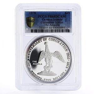 Cayman Islands 25 dollars Coronation Ampulla PR68 PCGS silver coin 1978