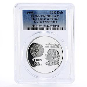 Sao Tome and Principe 10000 dobras European Union PR69 PCGS silver coin 1998