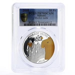 Djibouti 50 francs Tour de France Yellow Jersey PR70 PCGS silver coin 2018
