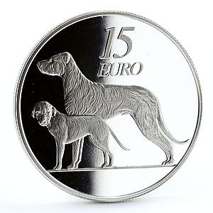 Ireland 15 euro Irish Coinage Symbols Wolfhound Dogs Animals silver coin 2012