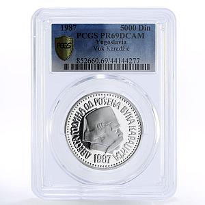 Yugoslavia 5000 dinara Philologist Vuk Karadzic PR69 PCGS silver coin 1987