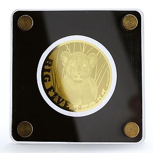 Chad 5000 francs Big African Five Lion Cub Cat Fauna gold coin 2020