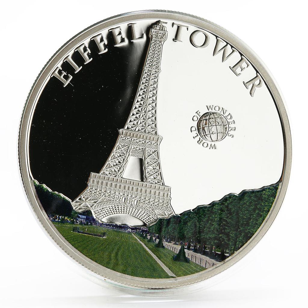 Palau 5 dollars World of Wonders Eiffeltower colored proof silver coin ...