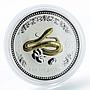 Australia 1 dollar Lunar series Year of the Snake gilded 1oz silver coin 2001