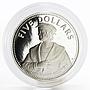 Bahamas 5 dollars Christopher Columbus proof silver coin 1985