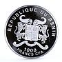 Benin 1000 francs Romantic Places Paris colored silver coin 2013