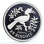 Malaysia 25 ringgit Conservation Hornbill Bird silver coin 1976