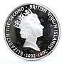 British Virgin Islands 25 dollars Queen Isabella Jewels Offering Ag coin 1992