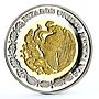 Mexico 100 pesos 180 Years Federation Michoacan Coat of Arms AgAu coin 2004