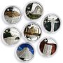 Mongolia set of 7 coins Seven Wonders of the World colored silver coins 2008