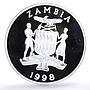 Zambia 100 kwacha Conservation Wildlife Gazelle Fauna proof silver coin 1998