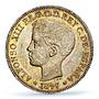 Philippines 1 peso Spanish Coinage Child Alfonso XIII AU55 PCGS silver coin 1897