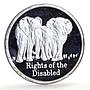 Zambia 500 kwacha Human Rights Disabled Persons Elephants proof silver coin 1994