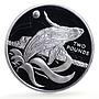 Sandwich Islands 2 pounds Marine Life Humpback Whale proof silver coin 2015