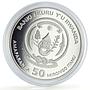 Rwanda 50 francs African Ounce Wildlife Elephants Fauna proof silver coin 2009