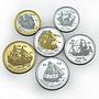 Bassas da India set of 6 coins Reissues Ships Sailboats 2012
