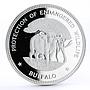 Equatorial Guinea 7000 francos Endangered Nature series Buffalo silver coin 1993