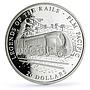 Liberia 20 dollars Railways Railroads Trains PLM Pacific proof silver coin 2002