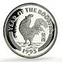 Mongolia 50 togrog Lunar Calendar Year of the Rooster proof silver coin 1993