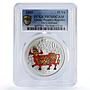 China 10 yuan Lunar Calendar Ox Bull Year Colored PR70 PCGS silver coin 2009