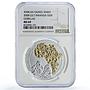 Rwanda 50 francs Gorilla African Ounce Fauna Gilt MS69 NGC silver coin 2008