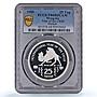 Mongolia 25 togrog UNICEF Child Year Camel Piefort PR68 PCGS silver coin 1980